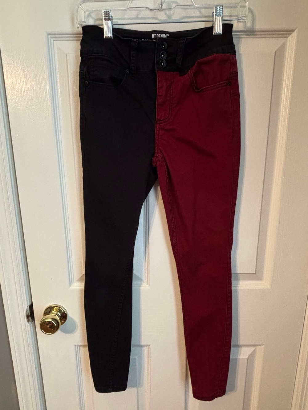 Hot Topic Two-Tone High Rise Jeans — Black & Burgundy